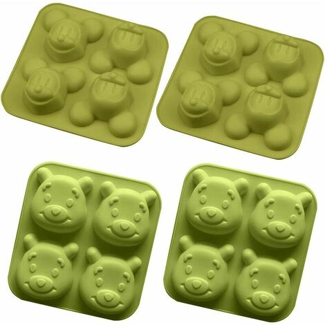 Stampo per torta in silicone da 4 pezzi Stampo per animali dei cartoni animati Stampo per torta al cioccolato Muffin Stampo per sapone Cupcake Stampo per gelatina