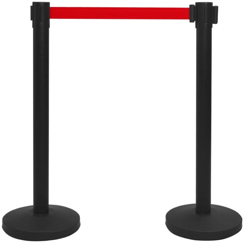 Vidaxl - Stanchion with Belt Airport Barrier Steel Black