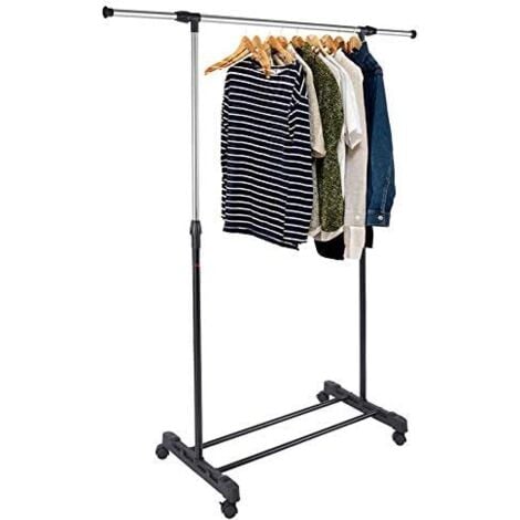 Stand Appendiabiti Allungabile Singolo Asta Estensibile con Ruote 89x41x93/145