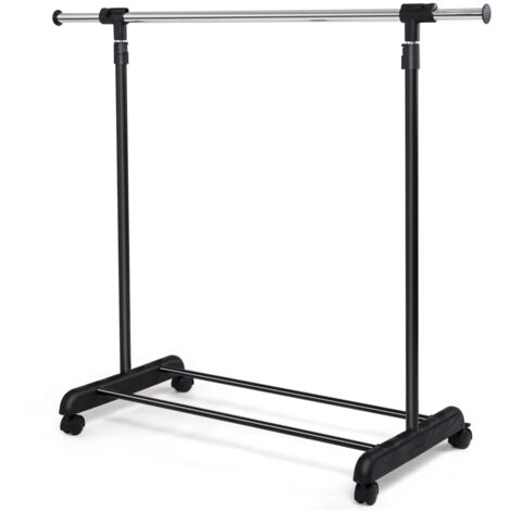 Stand appendiabiti estensibile con ruote, Appendiabiti regolabile in acciaio inox 140x42x170cm