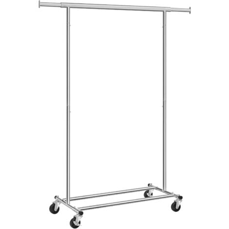 Stand Appendiabiti Portabiti Metallico Cromato Carico Massimo 90 kg con Rotelle qualità Industriale Lunghezza 92-132 cm