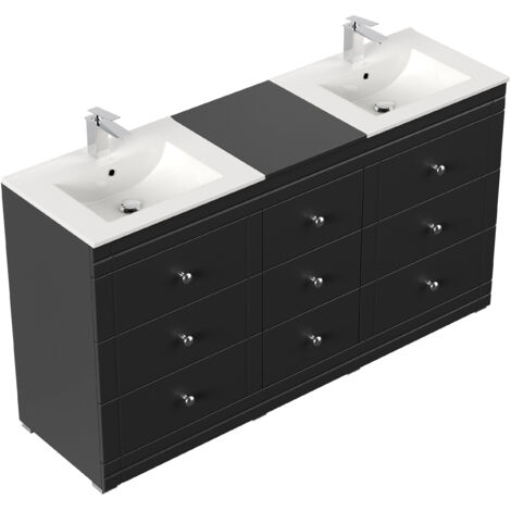 Stand Badmöbel Cosmo Klassik SoftClose schwarz