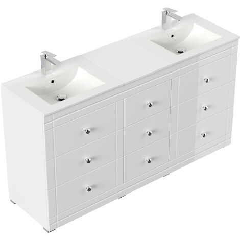 Stand Badmöbel Cosmo Klassik weiss hochglanz - Weiss hochglanz