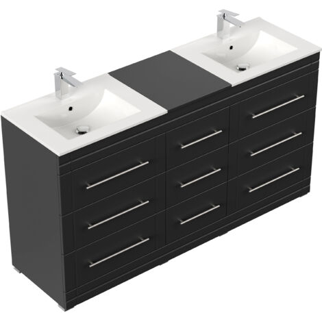 Stand Badmöbel Cosmo Modern SoftClose schwarz