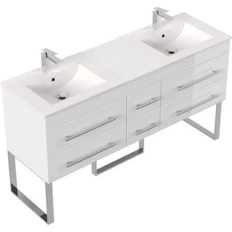 Stand Badmöbel Roma XL SoftClose weiss hochglanz