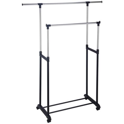 Stand Carrello Stender Appendiabiti Estensibile Porta Abiti Ruote Attaccapanni