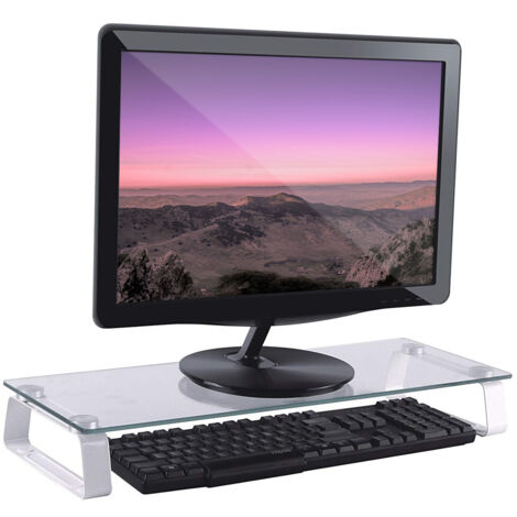 Stand da Scrivania per Monitor o Notebook in Vetro Trasparente