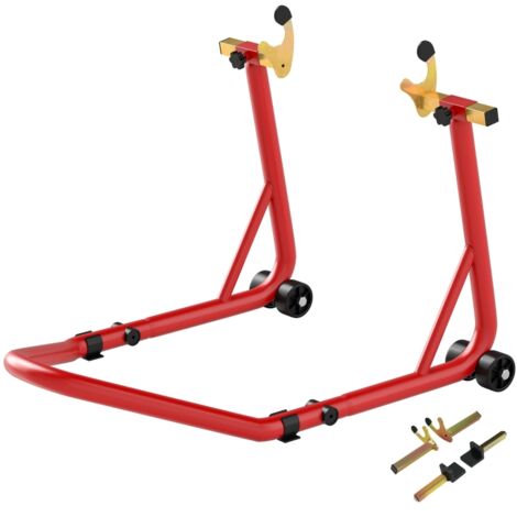 Stand de moto Stand de réparation avant/arrière Support de moto jusqu’à 544 kg Support moto pour roue arrière Acier rouge-Go