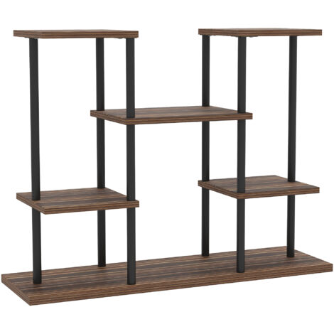 Stand de plantes 4 étages 61,5cm haut structure bois intérieur extérieur salon balcon jardin calciné.