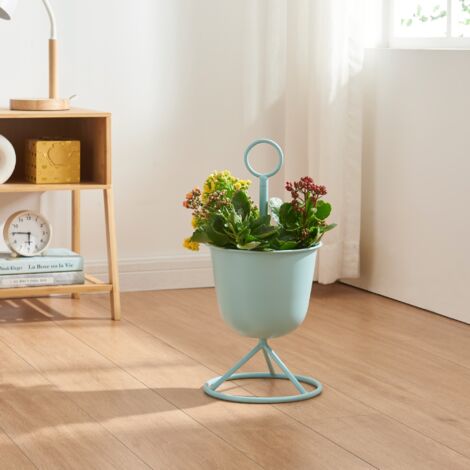 Stand Portapiante Alphen con 1 Vaso - Azzurro [en.casa]