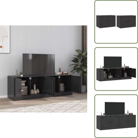 Stand TV - vidaXL Mobili TV 2 pz Neri 67x39x44 cm in Acciaio - Armadietto TV