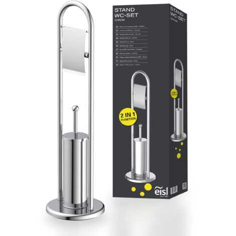 Stand WC-Set, Toilettenpapierhalter und Bürstenhalter, Chrom