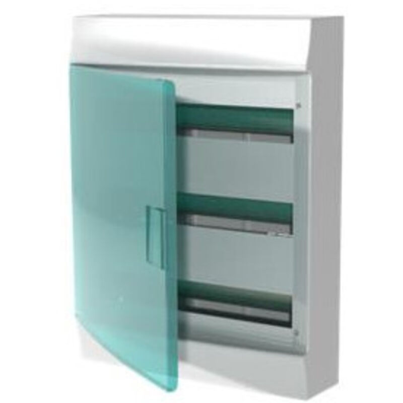 ABB - Tableau mural 54 modules IP41 porte bleu pétrole blanc 3 rangées 41P18X32