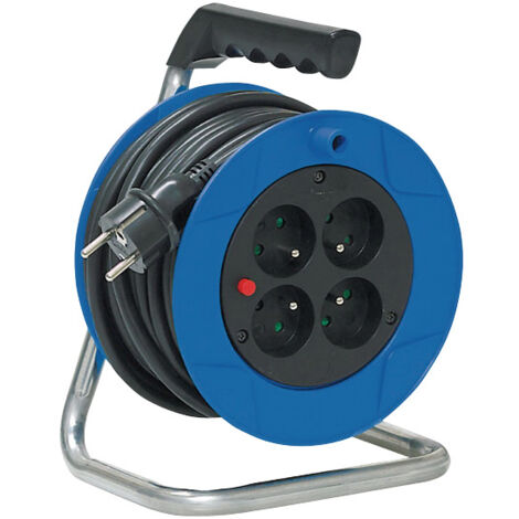 Standard Baby S Kabelaufroller mit USB - Blau/Schwarz 15M - H05VV-F 3G1.5