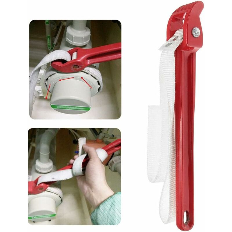 1 Standard-Bandschlüssel, 30,5 cm verstellbarer Schraubenschlüssel, Universal-Ölfilter-Entfernungswerkzeug, 82 cm Länge, 30 cm Griff (rot) – Minkurow | 09771353174656