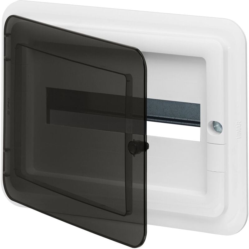 Vimar - Tableau électrique encastré esthétique 12M complet avec rail din noir fumé V53112