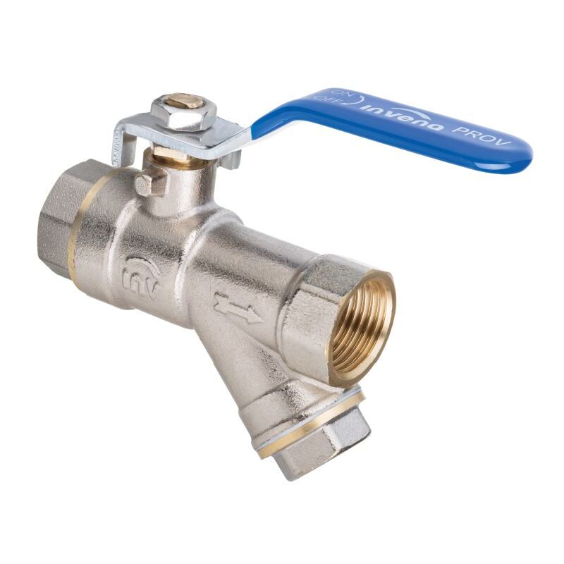 Standard Water Flow Rate Ball Valve with Strainer and Handle Female x Female 1/2' European Thread BSP