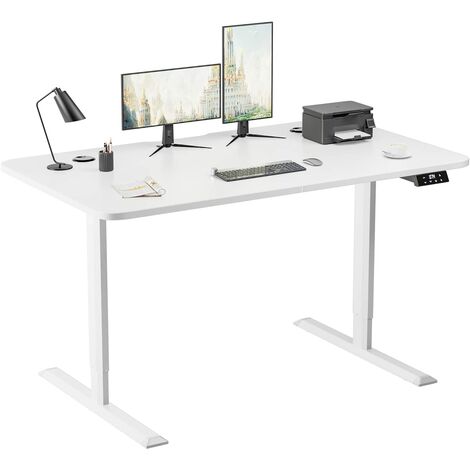 Standing Desk 140CM Electric Height Adjustable Desk Stand Up Home Office Computer Desk T-Shaped Metal Bracket Desk with Wood Tabletop and Memory Settings,Rust Brown