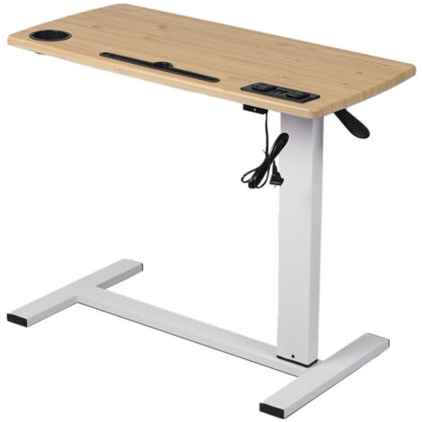 Standing Desk Height Adjustable Stand Over Bed Laptop Table Shelf Electric USB