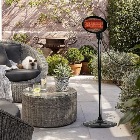 ECASA Standing Electric Patio Heater With 3 Heating Modes 2KW Black