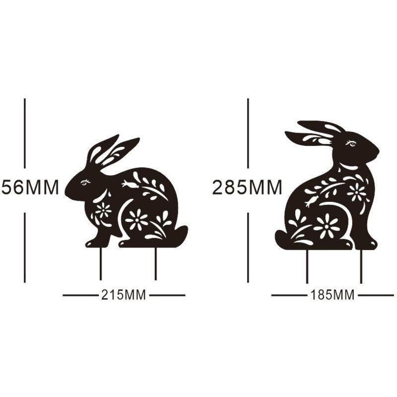 Standing Rabbit petit lapin à ventre ensemble de deux pièces, métal ajouré lapin jardin décoratif insert, fer forgé balancelle