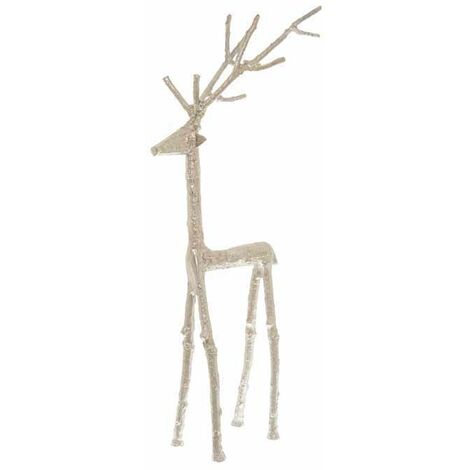 Standing Stag Ornament - Metal - L16 x W30 x H56 cm - Silver
