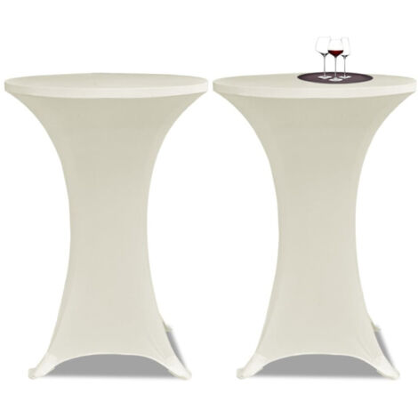 Standing Table Cover Ø 60 cm Cream Stretch 2 pcs