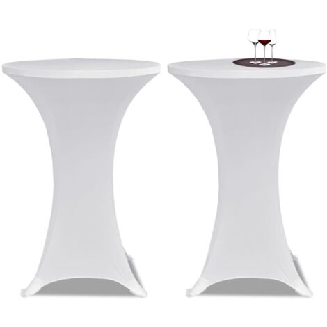 Standing Table Cover Ø 60 cm White Stretch 2 pcs