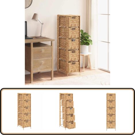 Standregal mit 5 Körben 25,5x37x100 cm Wasserhyazinthe - Schubladenschrank - Aufbewahrungsraum - Garderobe - Wohnzimmer Dekoration - Landhaus Stil