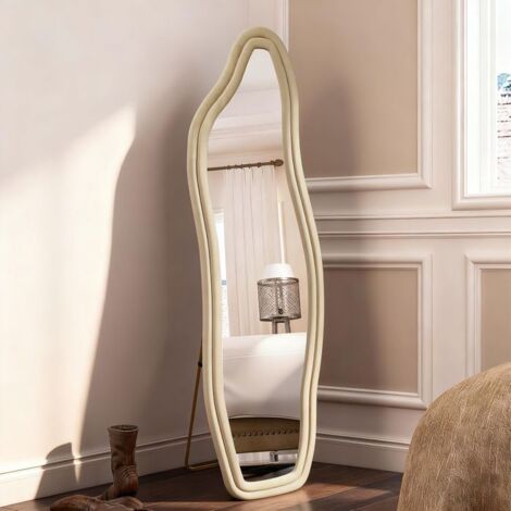 Standspiegel - 140x45 cm - Samt - Asymmetrische Form - Moderner Stil