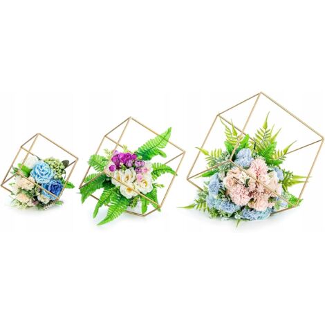STANDVASE BLUMENKASTEN 3er Set Metall gold geometrisch für Blumen