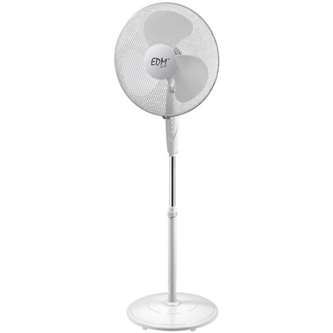 Standventilator mit runder Basis, Farbe: Weiß, Leistung: 45 W, Flügel: ø40 cm, höhenverstellbar: 110–130 cm, EDM