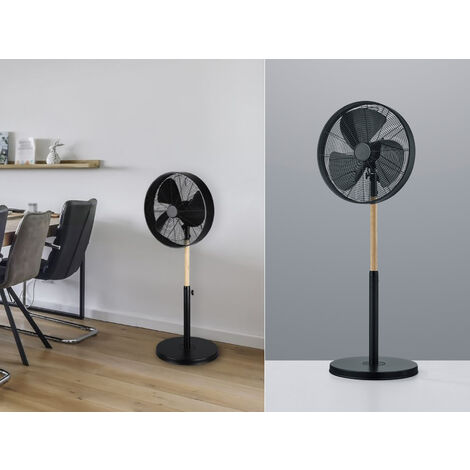 Standventilator oszillierend 3 Stufen Metall in Schwarz Höhe 90-120,5cm Ø45cm