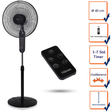 Standventilator Timer, 24 Stufen Fernbedienung Oszillierend Ø40cm