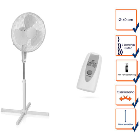 Standventilator Weiß 40cm Mit Fernbedienung