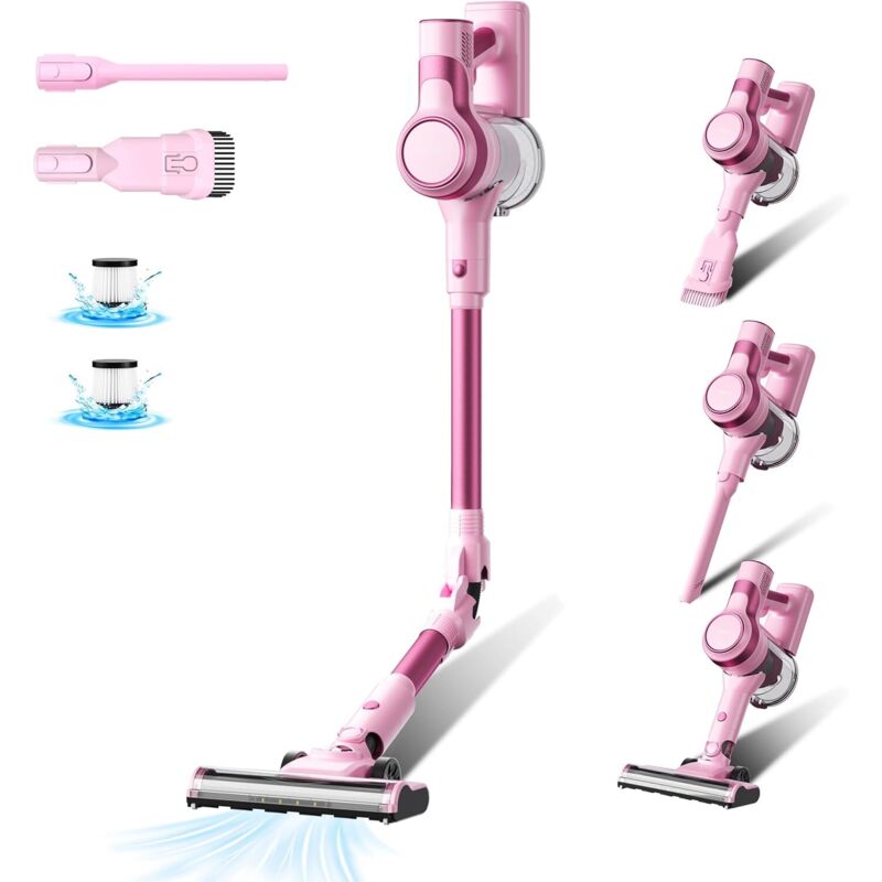 Stanew – Aspirateur balai sans fil 320W – Aspiration 33Kpa – Autonomie 40 min – Tube flexible 180° – Idéal pour poils d'animaux et surfaces variées