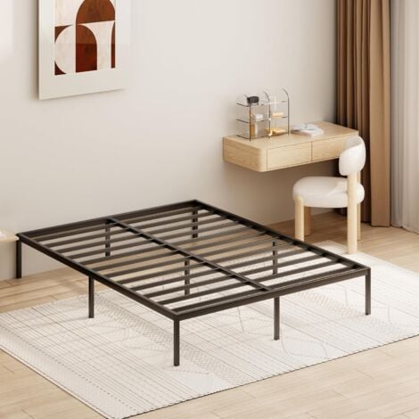 STANEW Cadre de lit Double en métal 160x200, Montage Facile métal Lit 2 Personnes, Lit Adolescent Adultes, Enfants(160 x200 cm)