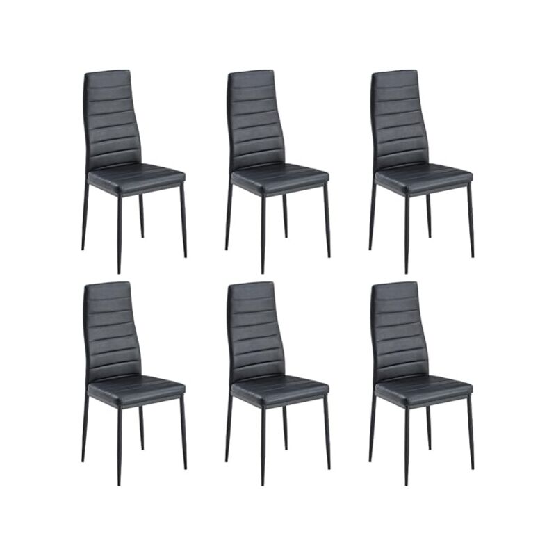 Stanew - Chaises de Cuisine,Lot de 6 Chaises Salle à Manger rembourrées noires en similicuir,Dossier Ergonomique et rembourré,Noir