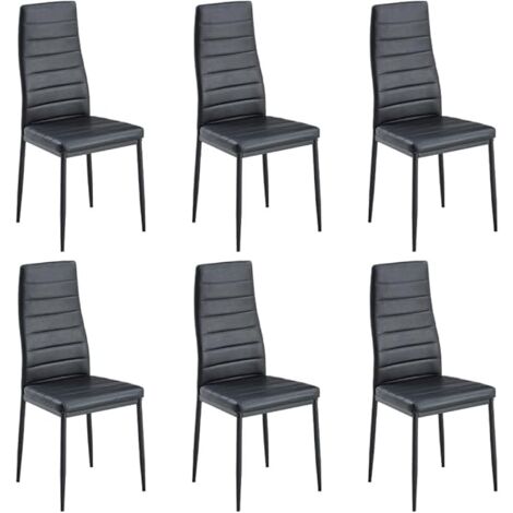 STANEW Chaises de Cuisine,Lot de 6  Chaises Salle à Manger rembourrées noires en similicuir，Dossier Ergonomique et rembourré,Noir