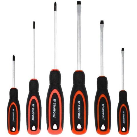 STANFORD destornilladores surtidos (3+3) imantados juego , Juego surtido de 6 destornilladores imantados Stanford. - Diseñado especialmente para trabajos eléctricos y mecánicos que