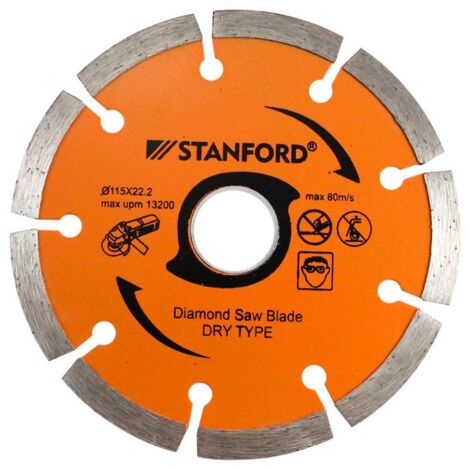 STANFORD disco acero diamantado 115x2.2 c/segmentado , Disco diamantado segmentado Tamaño: 115x2,2mm Indicado para Porcelanato, silestone,gres,cerámica,azulejo y marmol