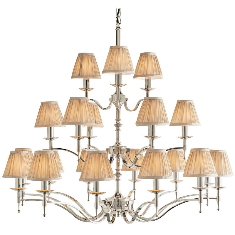 Interiors Stanford Nickel - 21 Light Multi Arm Chandelier Polished Nickel Plate Finish, E14