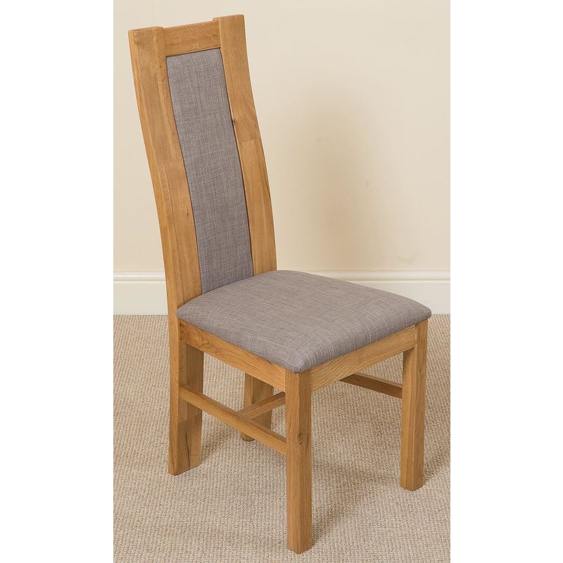 Stanford Solid Oak Dining Chair [Light Oak and Grey Fabric]