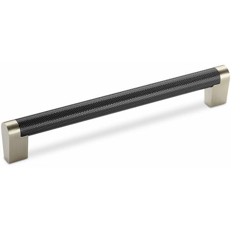 Stangengriff/ Relinggriff GRATE BA 192 mm Edelstahl gerändelt schwarz / Edelstahl matt
