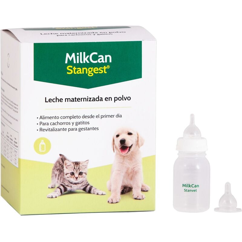 

Leche Polvo MilkCan y Biberón Leche Maternizada en polvo para Gatos y Perros Biberón Mascotas 400 g - Stangest