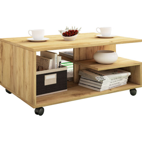 Stango Couchtisch 5 Regale Honig-Eiche dekor.