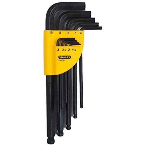 Stanley 1-13-976 Set Chiavi Brugola Esagonali Piegate 9 Pezzi