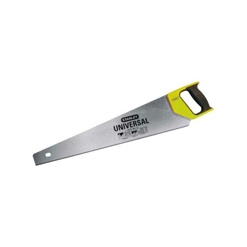 STANLEY  &ndash; Scie &agrave; bois 380 mm &ndash; Lame en acier sp&eacute;cial &ndash; 12 dents par pouce &ndash; Aff&ucirc;tage &agrave; double biseau &ndash; Poign&eacute;e bi-mati&egrave;re