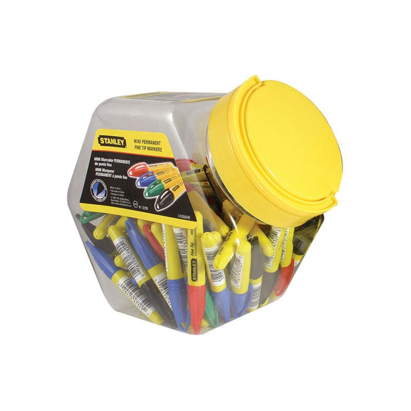 Stanley® Mini Fine Tip Marker, Mixed Colours (Tub 72) STA147329