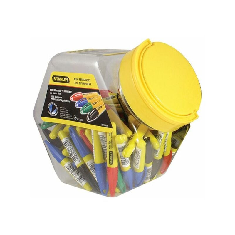 Idroweb - Stanley Mini Fine Tip Marker, Mixed Colours (Tub 72) STA147329